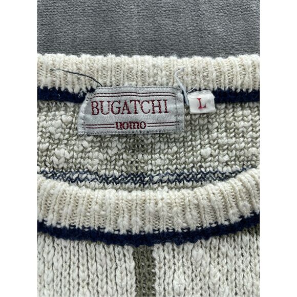 Bugatchi Geometric Knit Sweater Mens L Beige Grandpacore Retro 90s‎ Coogi Style - Picture 3 of 7